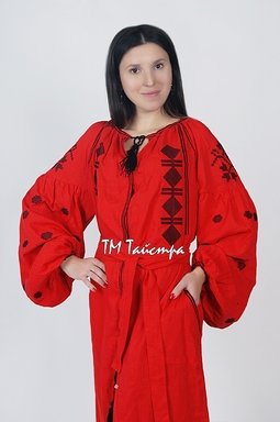 Vyshyvanka Red Maxi Dress Ukrainian embroidery, Boho, ethno, style boho chic, Embroidered Dress, Multi Color Embroidery Linen