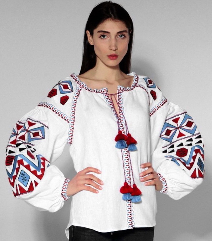 White Embroidered Blouse Vyshyvanka style boho chic Embroidered clothes Vyshyvanka  Multi Color Embroidery Linen Ukrainian embroider Embroidered Blouse 