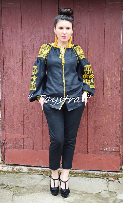 Black Blouse Embroidered Vyshyvanka  Linen Boho style, Bohemian, ethno,Ukrainian embroidery, Embroidered clothes 