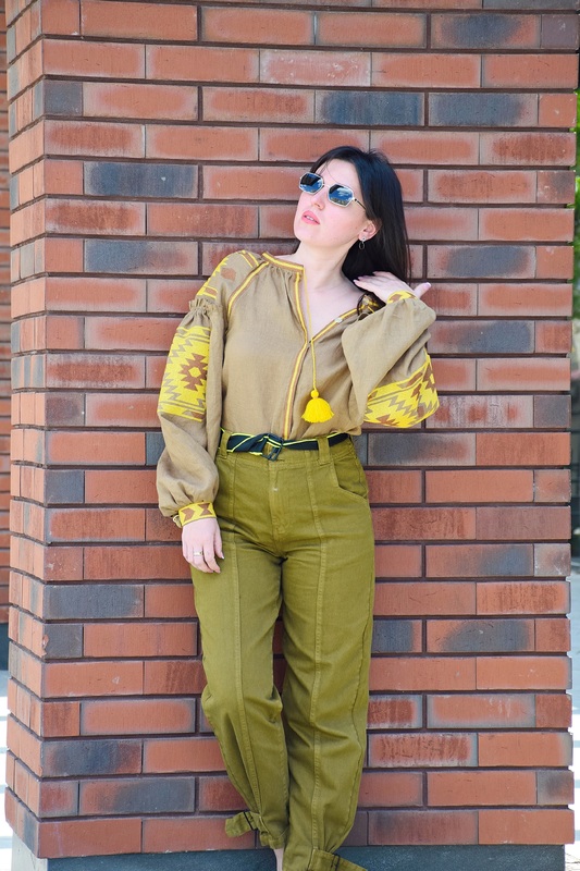 Embroidered Brown Blouse Vyshyvanka  Linen, embroidered linen, ethno, style boho chic, Bohemian,Ukrainian embroidery,Embroidered clothes,Brown Blouse 