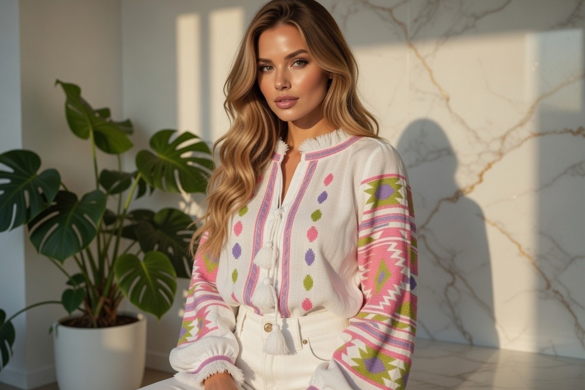 Embroidered Blouse Vyshyvanka White ethno style boho chic Vyshyvanka  Multi Color Embroidery Linen Ukrainian embroider Embroidered Blouse 