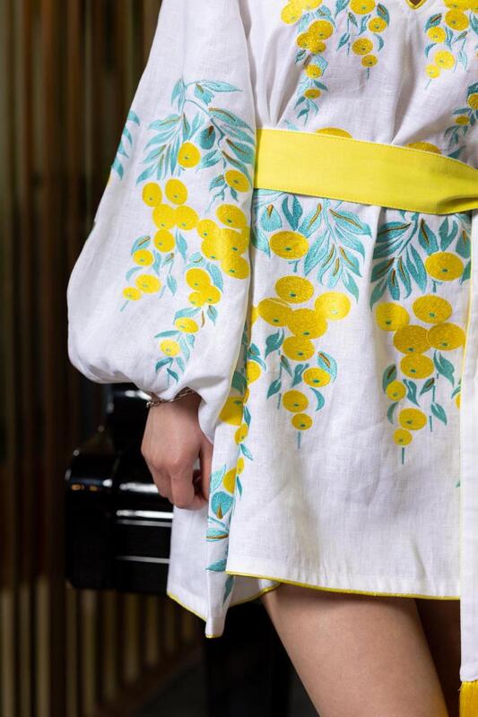 Short Dress White Linen Mini Dress Vyshyvanka Ukrainian Embroidery Linen Embroidered 