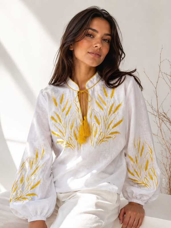White Blouse Boho Embroidered clothes Vyshyvanka Ukrainian Linen Embroidered Blouse