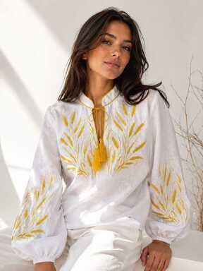 White Blouse Boho Embroidered clothes Vyshyvanka Ukrainian Linen Embroidered Blouse