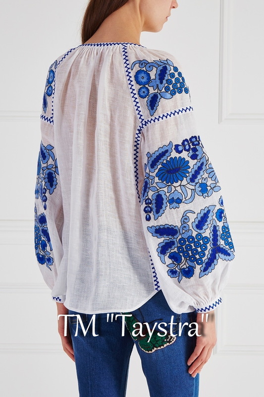 Vyshyvanka Vita Kin Embroidered White Blouse Linen Boho style, Embroidered clothes Ukrainian embroidery 