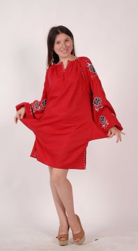 Embroidered tunic Short dress linen, vyshyvanka, Ukrainian embroidered, Boho style, Bohemian, ethno