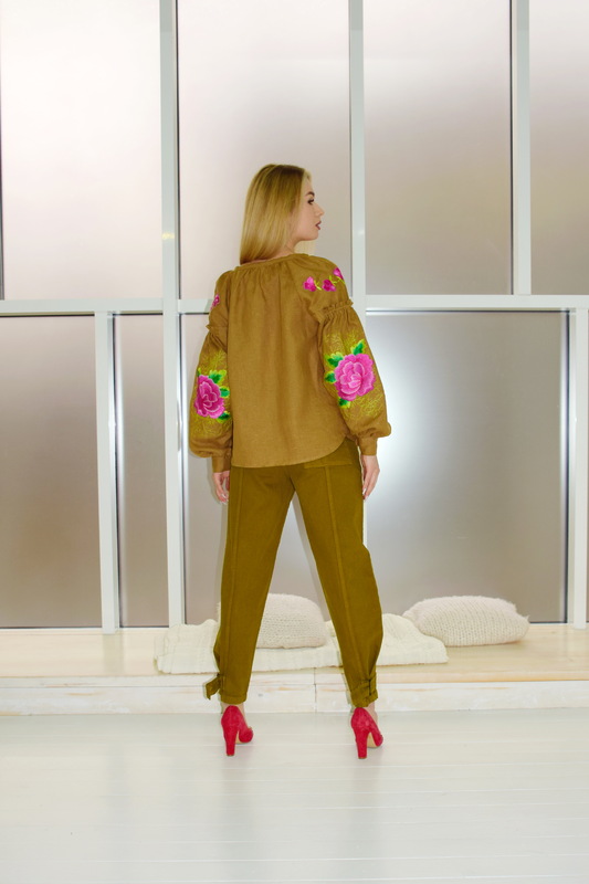 Boho Embroidered Blouse Vyshyvanka  Linen, embroidered linen, ethno, style boho chic, Bohemian,Ukrainian embroidery,Embroidered clothes,Brown Blouse 