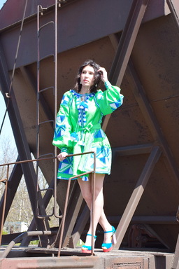 Embroidered Dress Boho, Green Dress Linen, Mini Dress, style boho chic, Bohemian Vyshyvanka Dress Linen, Ukrainian embroidery