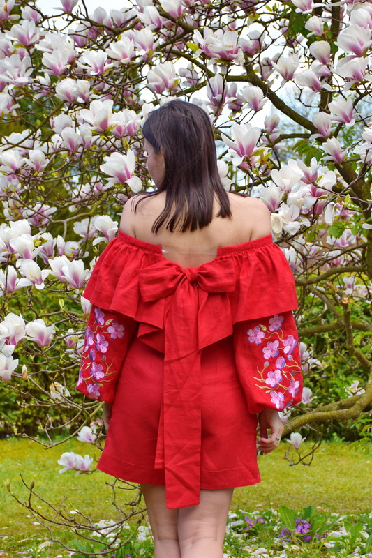 Red Overalls embroidered, Embroidered stylish jumpsuit embroidered linen