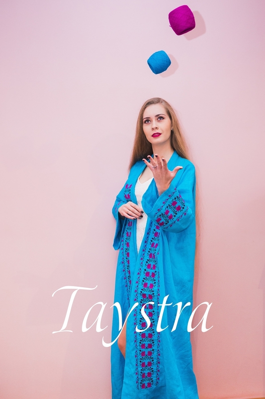 Bisht Embroidered Linen, Embroidered Dress in Oriental style, Arabic Style, Abaya Embroidered Linen