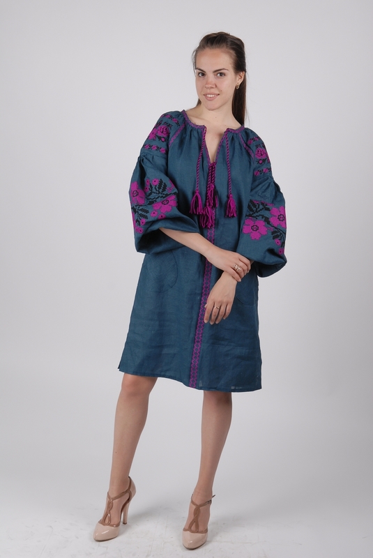 Vyshyvanka Dress Ukrainian embroidery, Boho, ethno, style boho chic, Embroidered dress, Multi Color Embroidery Linen