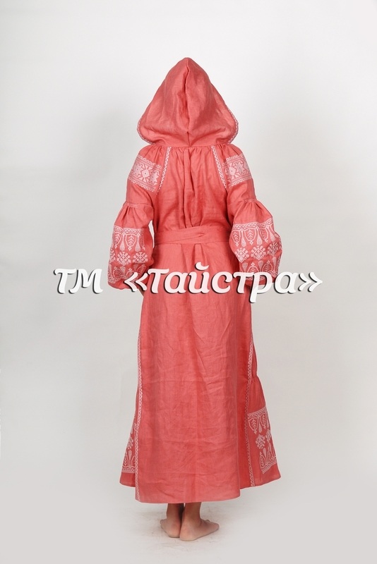Embroidered dress with hood, ethno, style boho chic, Bohemian, Vyshyvanka Dress Multi Color Embroidery Linen, Ukrainian embroidery