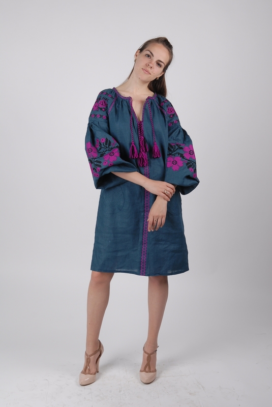 Vyshyvanka Dress Ukrainian embroidery, Boho, ethno, style boho chic, Embroidered dress, Multi Color Embroidery Linen