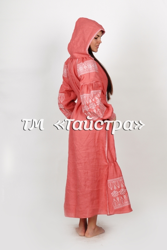 Embroidered dress with hood, ethno, style boho chic, Bohemian, Vyshyvanka Dress Multi Color Embroidery Linen, Ukrainian embroidery