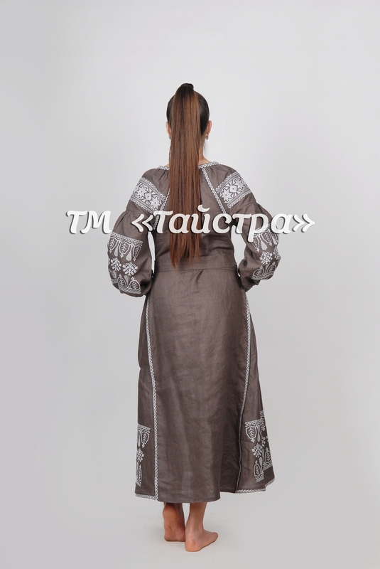 Gray Dress Embroidered Boho, ethno, style boho chic, Bohemian, Vyshyvanka Dress Multi Color Embroidery Linen, Ukrainian embroidery