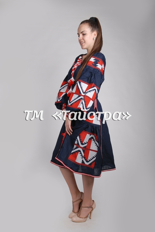 Embroidered Midi Dress Boho, Four Embroidered Wedges, ethno, Blue Dress style boho chic, Bohemian, Vyshyvanka Dress Multi Color Embroidery Linen, Ukrainian embroidery