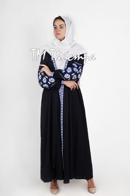 Bisht Embroidered Linen, Embroidered Dress in Oriental style, Arabic Style, Abaya Embroidered Linen