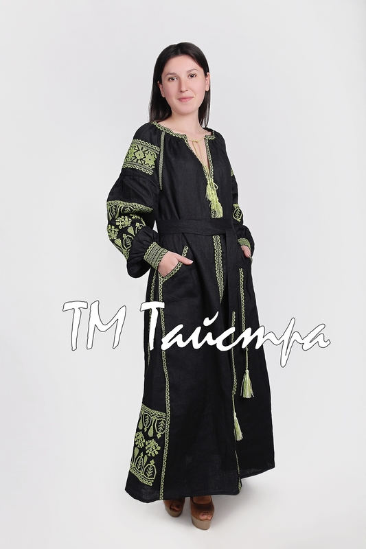 Black Dress Embroidered Boho, ethno, style boho chic, Bohemian Vyshyvanka Dress Multi Color Embroidery Linen, Ukrainian embroidery