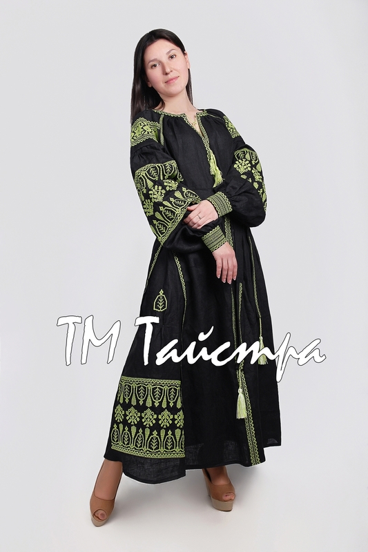 Black Dress Embroidered Boho, ethno, style boho chic, Bohemian Vyshyvanka Dress Multi Color Embroidery Linen, Ukrainian embroidery
