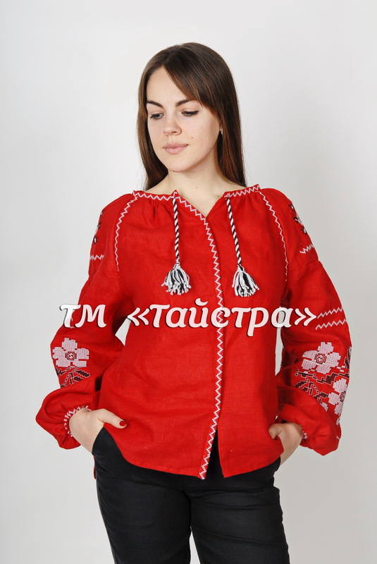 Vyshyvanka Embroidered Blouse, Red Linen, ethno, style boho chic, Embroidered clothes Bohemian, ethno , Vyshyvanka  Multi Color Embroidery Linen, Ukrainian embroidery
