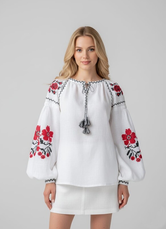 Vyshyvanka Blouse Embroidered Ukrainian Linen Embroidered Blouse
