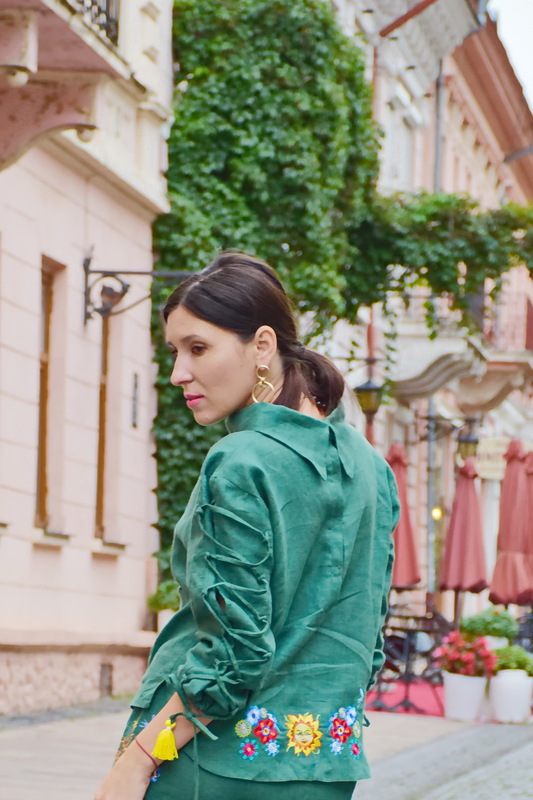 Green Blouse Linen Vyshyvanka, Embroidered clothes, Stylish Blouse