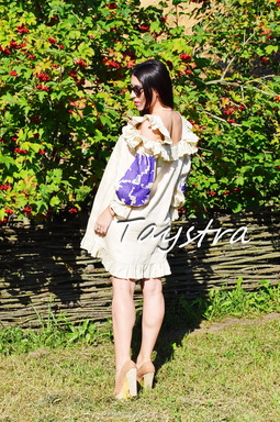 Embroidered Dress with Ruffles Linen Vyshyvanka Ukrainian embroidery