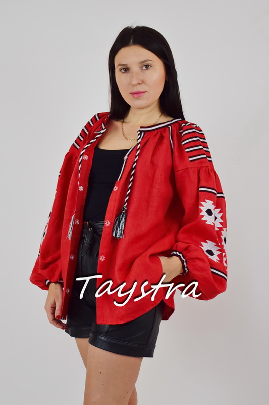 Vyshyvanka Red Blouse Embroidered Linen Ukrainian embroidery, Embroidered clothes