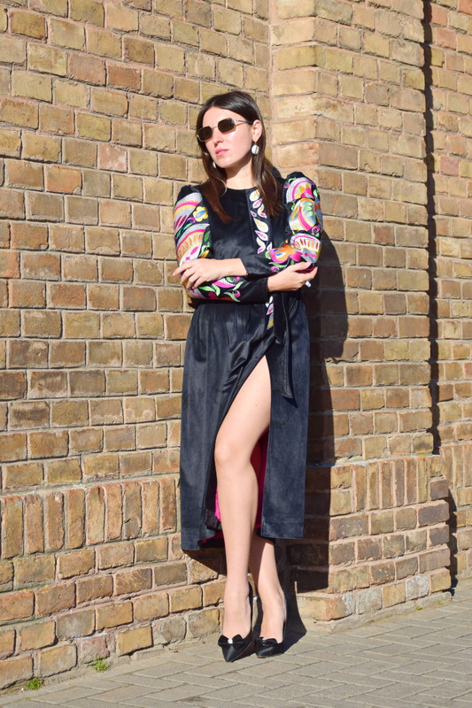 Dress Vyshyvanka, Ukrainian Stylish Velvet Dress Silk-lined, Exclusive Embroidery Black Dress