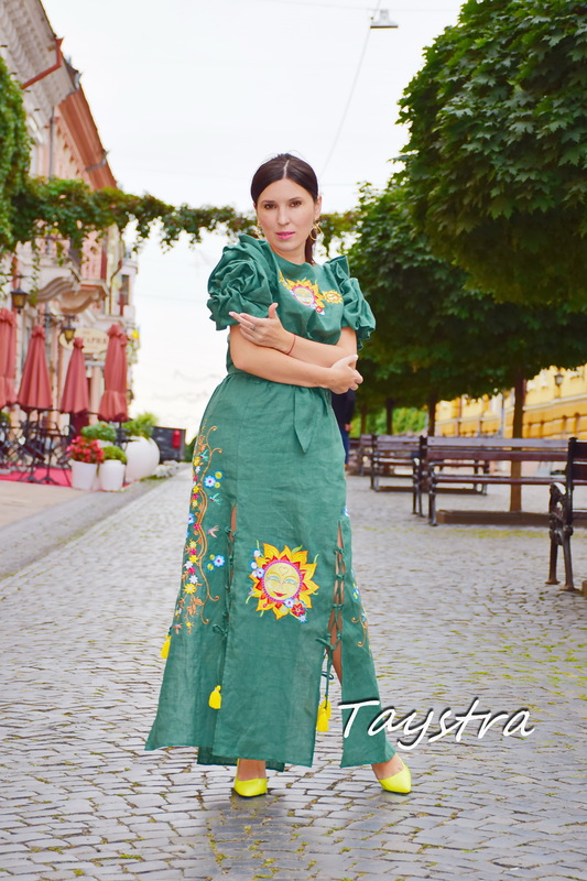 Embroidered skirt with belt and blouse-top women suit summer, embroidered clothing, women suit linen