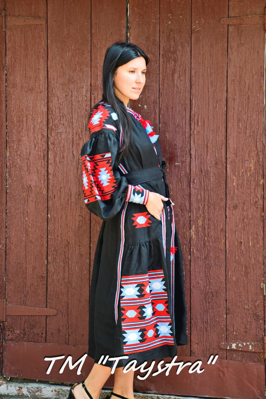 Boho Dress Embroidered, Black Dress linen, ethno, style boho chic, Bohemian Vyshyvanka Dress Multi Color Embroidery Linen, Ukrainian embroidery,Fashionable stylish evening dress  