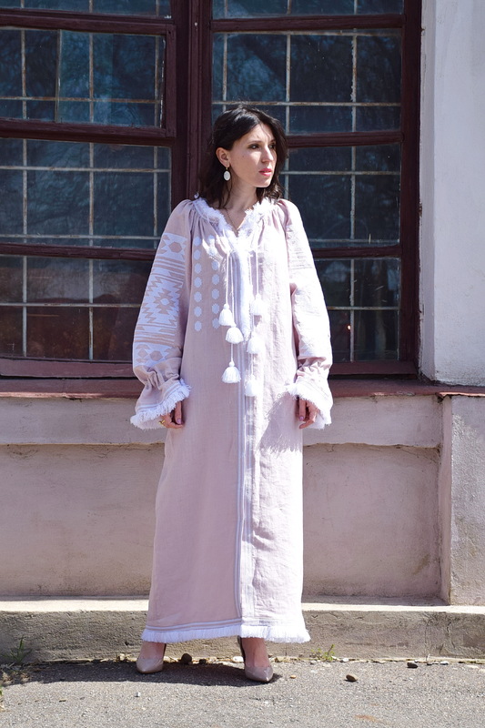 Dress Powder Colors Ukrainian embroidery, Dress Embroidered Vyshyvanka