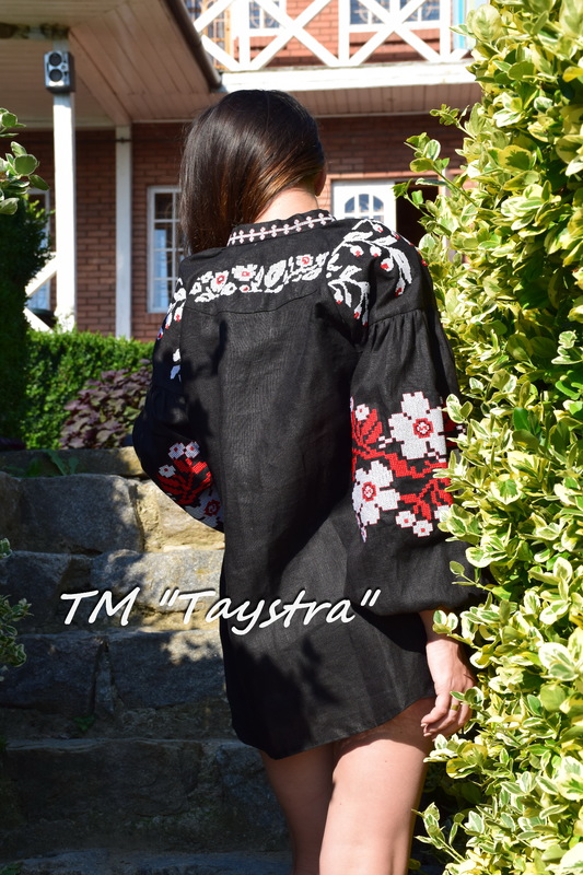 Blouse Boho Embroidered, ethno, style boho chic, Bohemian, Vyshyvanka Multi Color Embroidery Linen, Ukrainian embroidery Black Blouse