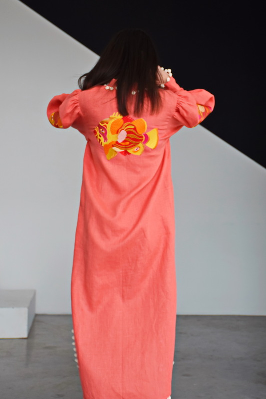 Boho Dress Linen, Embroidered Dress in Oriental Style, Exclusive dress