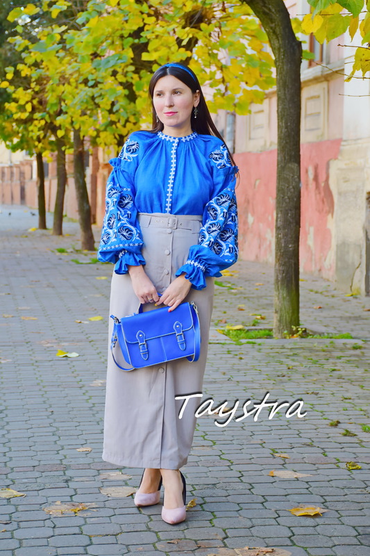  Women's blouse Vyshyvanka, Boho embroidered embroidery ethno style blouse, linen blue blouse Ukrainian embroidery