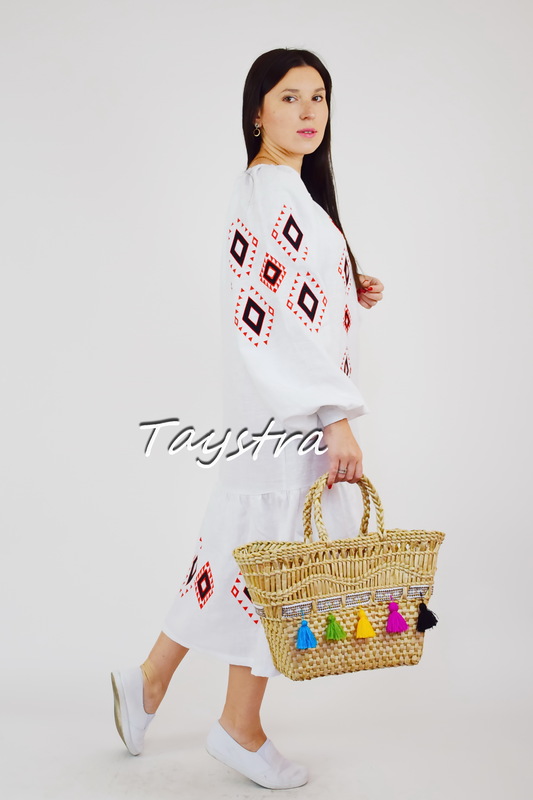 Embroidered dress linen vyshyvanka Ukrainian embroidered sundress Boho style ethno