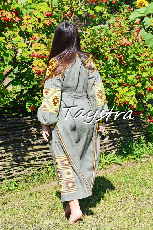 Embroidered Dress linen ethno style boho chic Vyshyvanka Dress Embroidered 