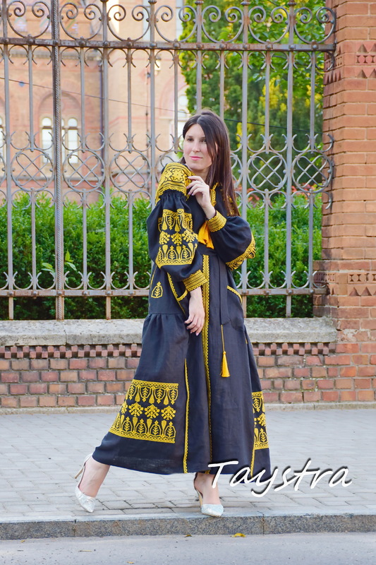 Black Dress Embroidered Maxi Dress Arabic style Embroidered Dress