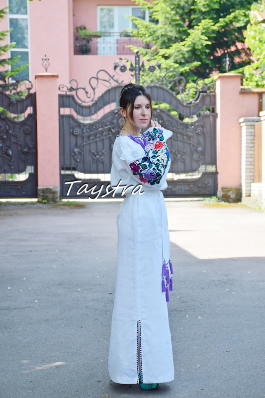 Embroidered Dress White linen Dress ethno style boho chic Bohemian Vyshyvanka Dress Ukrainian embroidery