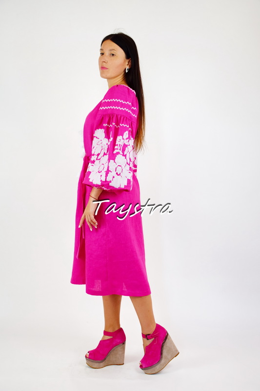 Bright Short Dress Tunic Dress Color Embroidery Linen Bohemian Vyshyvanka Ukrainian embroidery