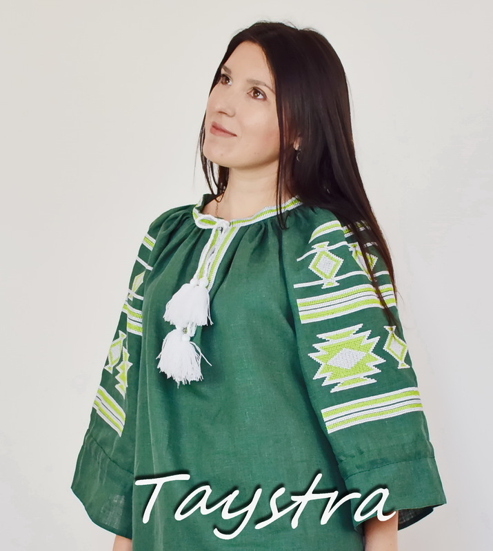 Green Blouse Embroidered Linen Vyshyvanka, Embroidered clothes