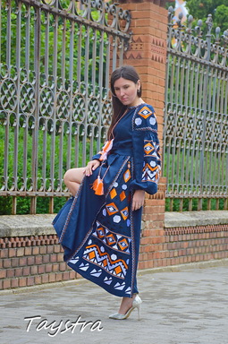 Dress Boho Embroidered Vyshyvanka Dress Embroidery Linen Maxi Dress