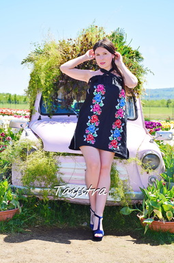 Short Black Dress Vyshyvanka Ukrainian embroidery, Boho Dress Embroidered