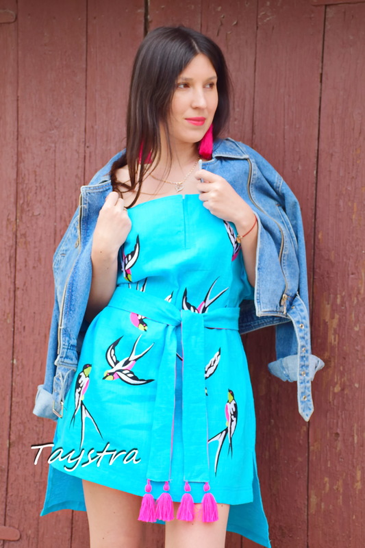 Ukrainian Dress Boho style boho chic Embroidered dress Multi Color Embroidery Linen