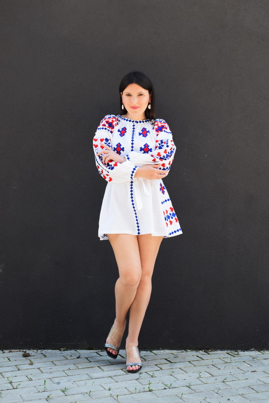 White Dress, White Linen Mini Dress Vyshyvanka Ukrainian Linen Embroidered 