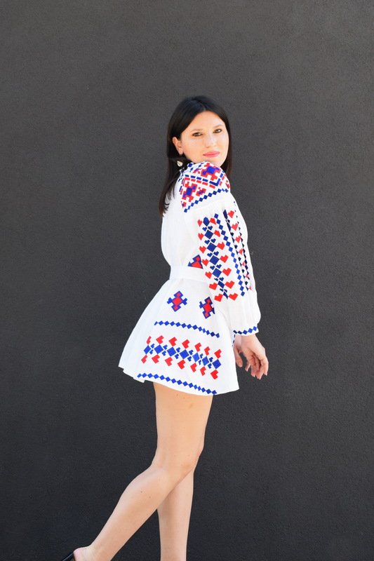 White Dress, White Linen Mini Dress Vyshyvanka Ukrainian Linen Embroidered 
