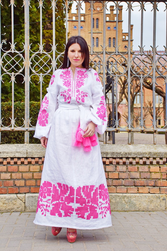 Evening Maxi Dress Ukrainian embroidery, Exclusive Wedding Dress