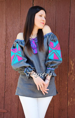 Boho Blouse Embroidered Linen, ethno, style boho chic, Vyshyvanka Linen, Ukrainian embroidery, blouse with open shoulders 