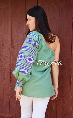 Embroidered Blouse Ukrainian embroidery,One-sleeve Embroidered Blouse, One Shoulder Embroidered Blouse, Embroidered clothes Bohemian, ethno  