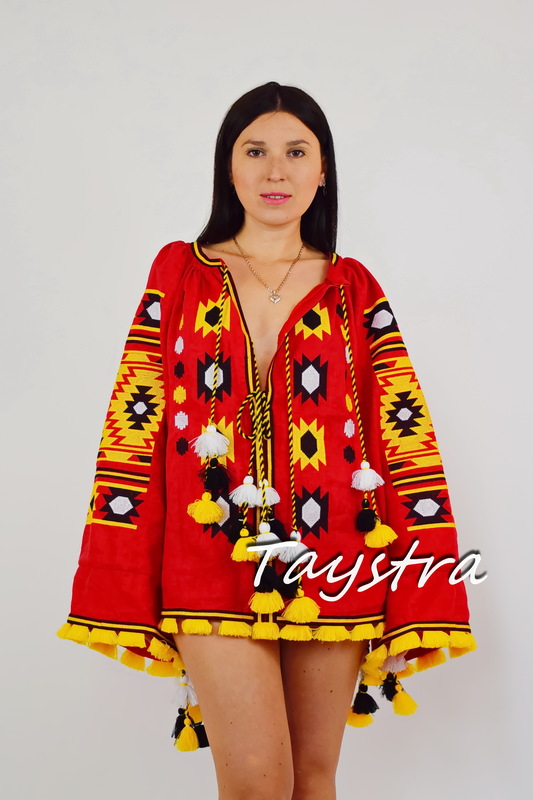 Embroidered short dress vyshyvanka Ukrainian embroidered Tunic Boho style 